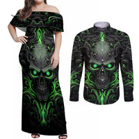 I May Not Be Perfect But At Least I'm Not You Skull Couples Matching Off Shoulder Maxi Dress and Long Sleeve Button Shirts - Wonder Print Shop