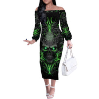 I May Not Be Perfect But At Least I'm Not You Skull Off The Shoulder Long Sleeve Dress - Wonder Print Shop