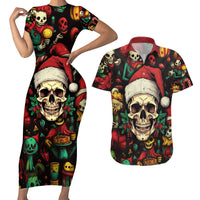 Skull Christmas Couples Matching Short Sleeve Bodycon Dress and Hawaiian Shirt When You're Dead Inside But It's Christmas - Wonder Print Shop