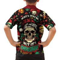Skull Christmas Family Matching Long Sleeve Bodycon Dress and Hawaiian Shirt When You're Dead Inside But It's Christmas - Wonder Print Shop