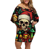 Skull Christmas Family Matching Off Shoulder Short Dress and Hawaiian Shirt When You're Dead Inside But It's Christmas - Wonder Print Shop
