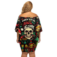 Skull Christmas Family Matching Off Shoulder Short Dress and Hawaiian Shirt When You're Dead Inside But It's Christmas - Wonder Print Shop
