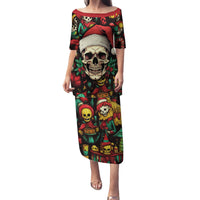 Skull Christmas Family Matching Puletasi Dress and Hawaiian Shirt When You're Dead Inside But It's Christmas - Wonder Print Shop