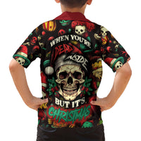 Skull Christmas Family Matching Short Sleeve Bodycon Dress and Hawaiian Shirt When You're Dead Inside But It's Christmas - Wonder Print Shop