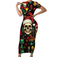 Skull Christmas Family Matching Short Sleeve Bodycon Dress and Hawaiian Shirt When You're Dead Inside But It's Christmas - Wonder Print Shop