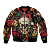 Skull Christmas Sleeve Zip Bomber Jacket When You're Dead Inside But It's Christmas - Wonder Print Shop
