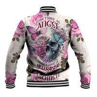 Women Skull Baseball Jacket Some Time An Angel Hellraiser Always A Strong Women - Wonder Print Shop
