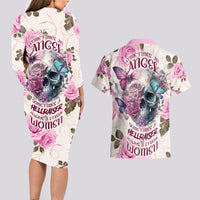 Women Skull Couples Matching Long Sleeve Bodycon Dress and Hawaiian Shirt Some Time An Angel Hellraiser Always A Strong Women - Wonder Print Shop