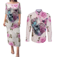 Women Skull Couples Matching Puletasi Dress and Long Sleeve Button Shirts Some Time An Angel Hellraiser Always A Strong Women - Wonder Print Shop