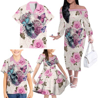 Women Skull Family Matching Off Shoulder Long Sleeve Dress and Hawaiian Shirt Some Time An Angel Hellraiser Always A Strong Women - Wonder Print Shop