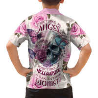 Women Skull Family Matching Short Sleeve Bodycon Dress and Hawaiian Shirt Some Time An Angel Hellraiser Always A Strong Women - Wonder Print Shop