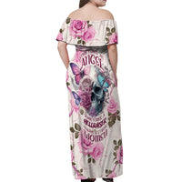 Women Skull Off Shoulder Maxi Dress Some Time An Angel Hellraiser Always A Strong Women - Wonder Print Shop