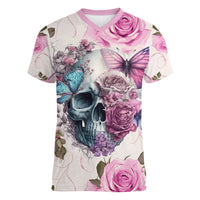 Women Skull Women V Neck T Shirt Some Time An Angel Hellraiser Always A Strong Women - Wonder Print Shop