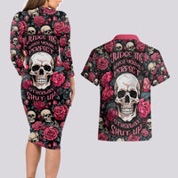 Judge Me When Yours Perfect Otherwise Shut Up Skull Couples Matching Long Sleeve Bodycon Dress and Hawaiian Shirt - Wonder Print Shop