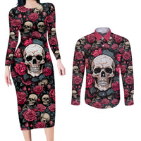 Judge Me When Yours Perfect Otherwise Shut Up Skull Couples Matching Long Sleeve Bodycon Dress and Long Sleeve Button Shirts - Wonder Print Shop
