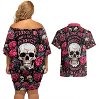 Judge Me When Yours Perfect Otherwise Shut Up Skull Couples Matching Off Shoulder Short Dress and Hawaiian Shirt - Wonder Print Shop