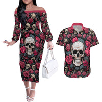 Judge Me When Yours Perfect Otherwise Shut Up Skull Couples Matching Off The Shoulder Long Sleeve Dress and Hawaiian Shirt - Wonder Print Shop
