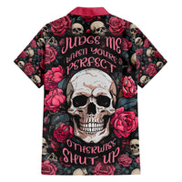 Judge Me When Yours Perfect Otherwise Shut Up Skull Family Matching Long Sleeve Bodycon Dress and Hawaiian Shirt - Wonder Print Shop