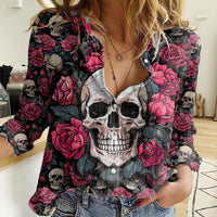 Judge Me When Yours Perfect Otherwise Shut Up Skull Women Casual Shirt - Wonder Print Shop