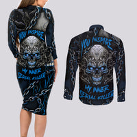 You Inspire My Inner Serial Killer Skull Couples Matching Long Sleeve Bodycon Dress and Long Sleeve Button Shirts - Wonder Print Shop