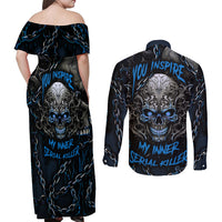 You Inspire My Inner Serial Killer Skull Couples Matching Off Shoulder Maxi Dress and Long Sleeve Button Shirts - Wonder Print Shop