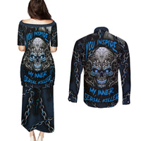 You Inspire My Inner Serial Killer Skull Couples Matching Puletasi Dress and Long Sleeve Button Shirts - Wonder Print Shop
