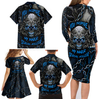 You Inspire My Inner Serial Killer Skull Family Matching Long Sleeve Bodycon Dress and Hawaiian Shirt - Wonder Print Shop