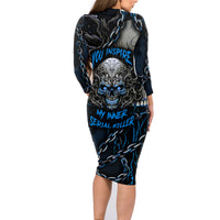 You Inspire My Inner Serial Killer Skull Family Matching Long Sleeve Bodycon Dress and Hawaiian Shirt - Wonder Print Shop
