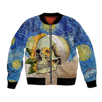 Van Gogh Style Skull Bomber Jacket Hello My Friend - Wonder Print Shop
