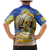 Van Gogh Style Skull Family Matching Mermaid Dress and Hawaiian Shirt Hello My Friend - Wonder Print Shop