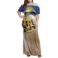 Van Gogh Style Skull Family Matching Off Shoulder Maxi Dress and Hawaiian Shirt Hello My Friend - Wonder Print Shop
