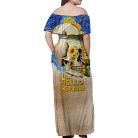 Van Gogh Style Skull Family Matching Off Shoulder Maxi Dress and Hawaiian Shirt Hello My Friend - Wonder Print Shop