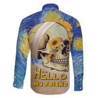 Van Gogh Style Skull Family Matching Off Shoulder Short Dress and Hawaiian Shirt Hello My Friend - Wonder Print Shop