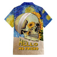 Van Gogh Style Skull Family Matching Short Sleeve Bodycon Dress and Hawaiian Shirt Hello My Friend - Wonder Print Shop