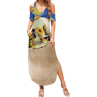 Van Gogh Style Skull Family Matching Summer Maxi Dress and Hawaiian Shirt Hello My Friend - Wonder Print Shop