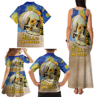 Van Gogh Style Skull Family Matching Tank Maxi Dress and Hawaiian Shirt Hello My Friend - Wonder Print Shop