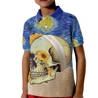 Van Gogh Style Skull Kid Polo Shirt Hello My Friend - Wonder Print Shop