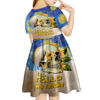 Van Gogh Style Skull Kid Short Sleeve Dress Hello My Friend - Wonder Print Shop