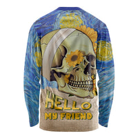 Van Gogh Style Skull Long Sleeve Shirt Hello My Friend - Wonder Print Shop