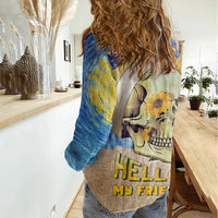 Van Gogh Style Skull Women Casual Shirt Hello My Friend - Wonder Print Shop