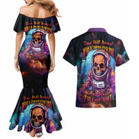 Time Will Reveal Who's There For You And Who's Full Of Shit Couples Matching Mermaid Dress and Hawaiian Shirt - Wonder Print Shop