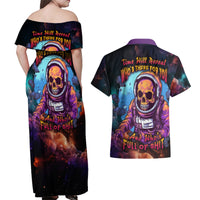 Time Will Reveal Who's There For You And Who's Full Of Shit Couples Matching Off Shoulder Maxi Dress and Hawaiian Shirt - Wonder Print Shop