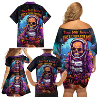 Time Will Reveal Who's There For You And Who's Full Of Shit Family Matching Off Shoulder Short Dress and Hawaiian Shirt - Wonder Print Shop