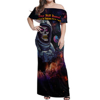 Time Will Reveal Who's There For You And Who's Full Of Shit Off Shoulder Maxi Dress - Wonder Print Shop