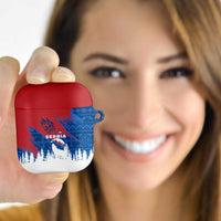 Serbia Christmas AirPods Case with Wolf Howling Moon Serbian Flag and Red Blue White Winter Forest Pattern Design - Wonder Print Shop