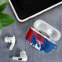 Serbia Christmas AirPods Case with Wolf Howling Moon Serbian Flag and Red Blue White Winter Forest Pattern Design - Wonder Print Shop