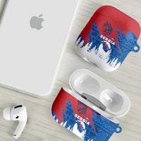 Serbia Christmas AirPods Case with Wolf Howling Moon Serbian Flag and Red Blue White Winter Forest Pattern Design - Wonder Print Shop