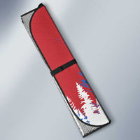 Serbia Christmas Auto Sun Shade with Wolf Howling Moon Serbian Flag and Red Blue White Winter Forest Pattern Design - Wonder Print Shop