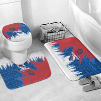 Serbia Christmas Bathroom Set with Wolf Howling Moon Serbian Flag and Red Blue White Winter Forest Pattern Design - Wonder Print Shop