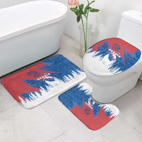 Serbia Christmas Bathroom Set with Wolf Howling Moon Serbian Flag and Red Blue White Winter Forest Pattern Design - Wonder Print Shop